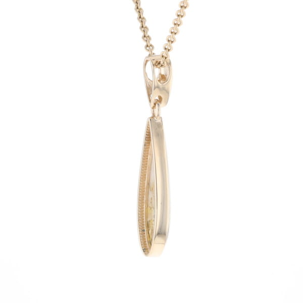Gold Quartz Pendant Tear Drop Inlaid Design G2