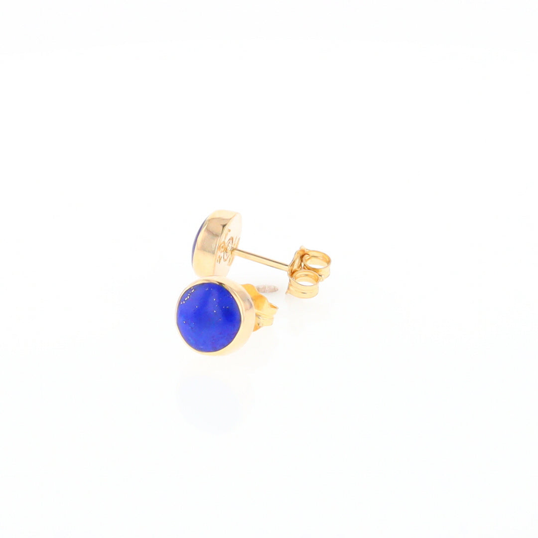 Lapis 6mm Round Inlaid Earrings