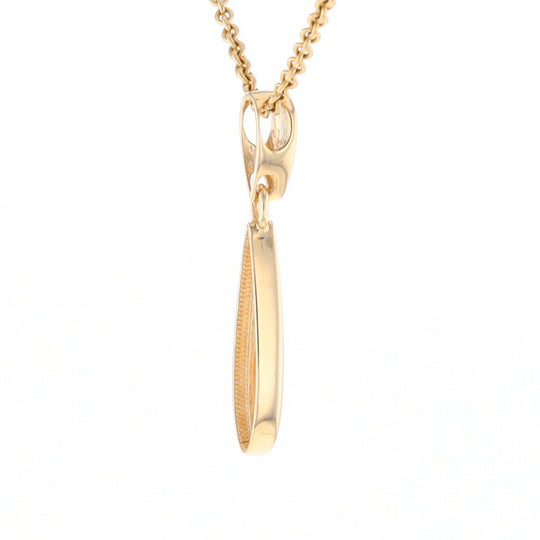 Gold Quartz Necklace Tear Drop Inlaid Pendant