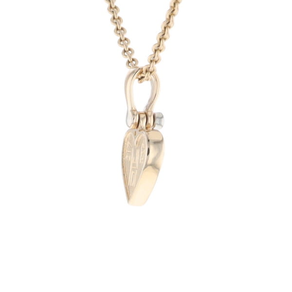 Gold Quartz Necklace Heart Inlaid Design Pendant with .02ct Diamond