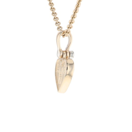 Gold Quartz Necklace Heart Inlaid Design Pendant with .02ct Diamond
