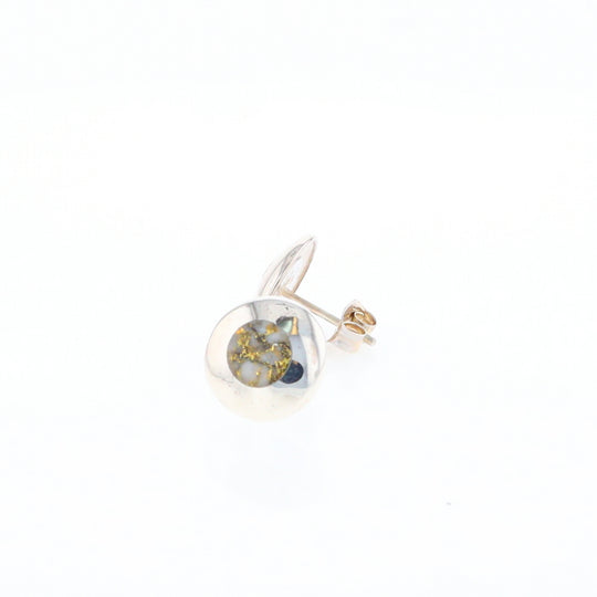 Sterling Silver Gold Quartz Inlaid Circle Stud Earrings - G3