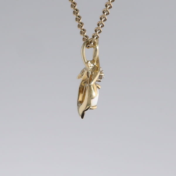 Pear-leaf Opal and Diamond Pendant