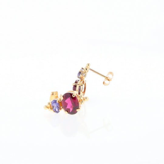 Garnet & Amethyst Dangle Earrings