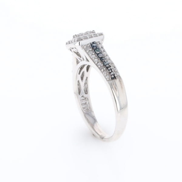 Blue & White Diamond Rectangle Cluster Ring