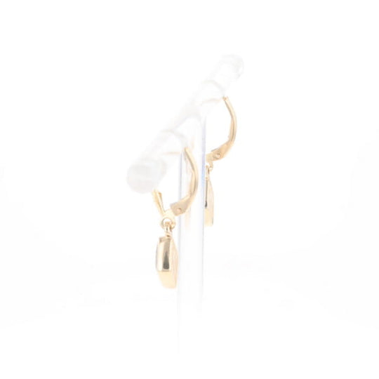Gold Quartz Earrings Diamond Shape Inlaid Lever Backs G2