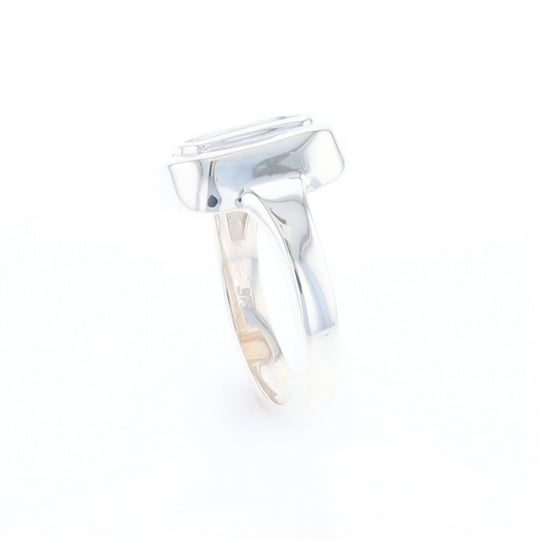 Sterling Silver Gold Quartz Inlaid Rectangular Ring - G3