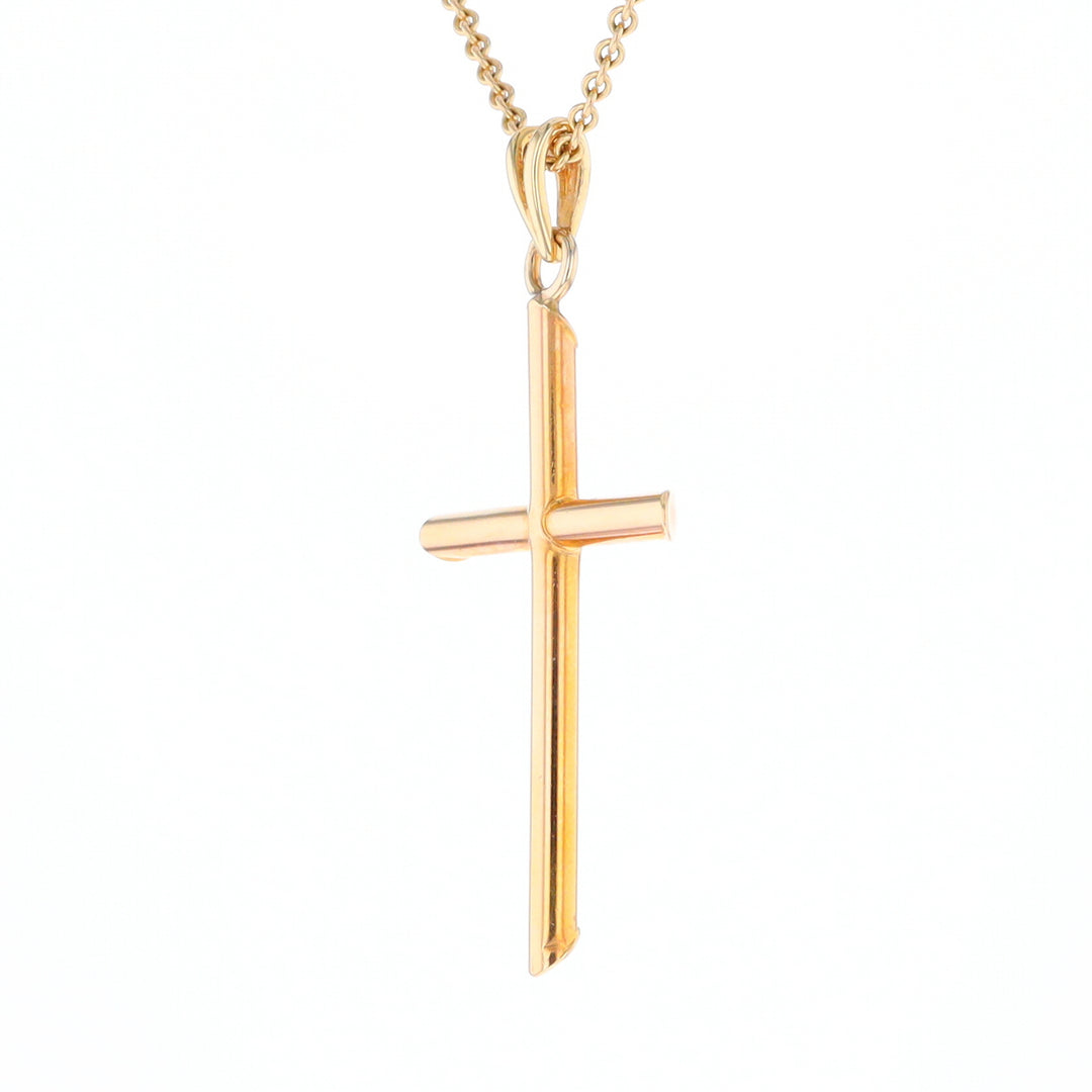 Beveled Edge Tube Cross Pendant