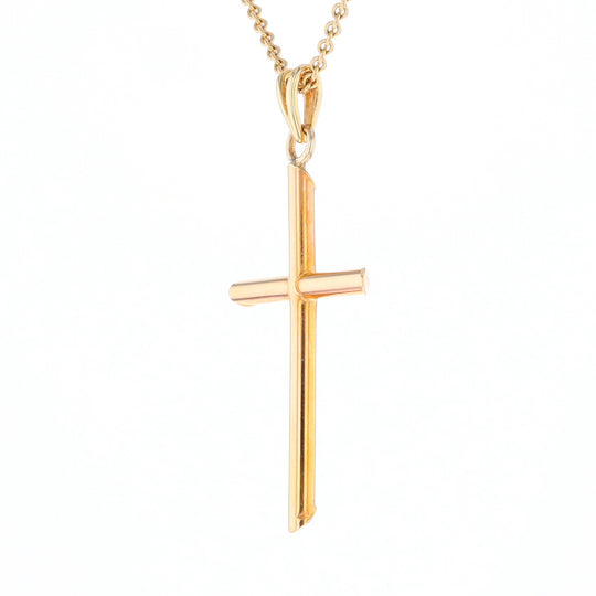 Beveled Edge Tube Cross Pendant