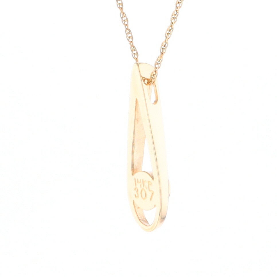 Open Teardrop Round Gold Quartz Inlaid Pendant