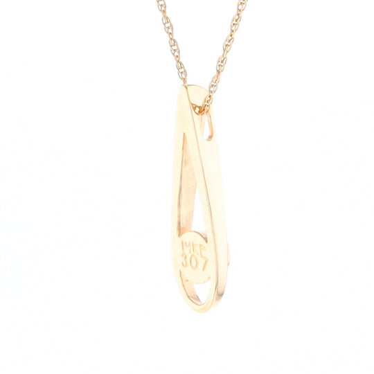 Open Teardrop Round Gold Quartz Inlaid Pendant