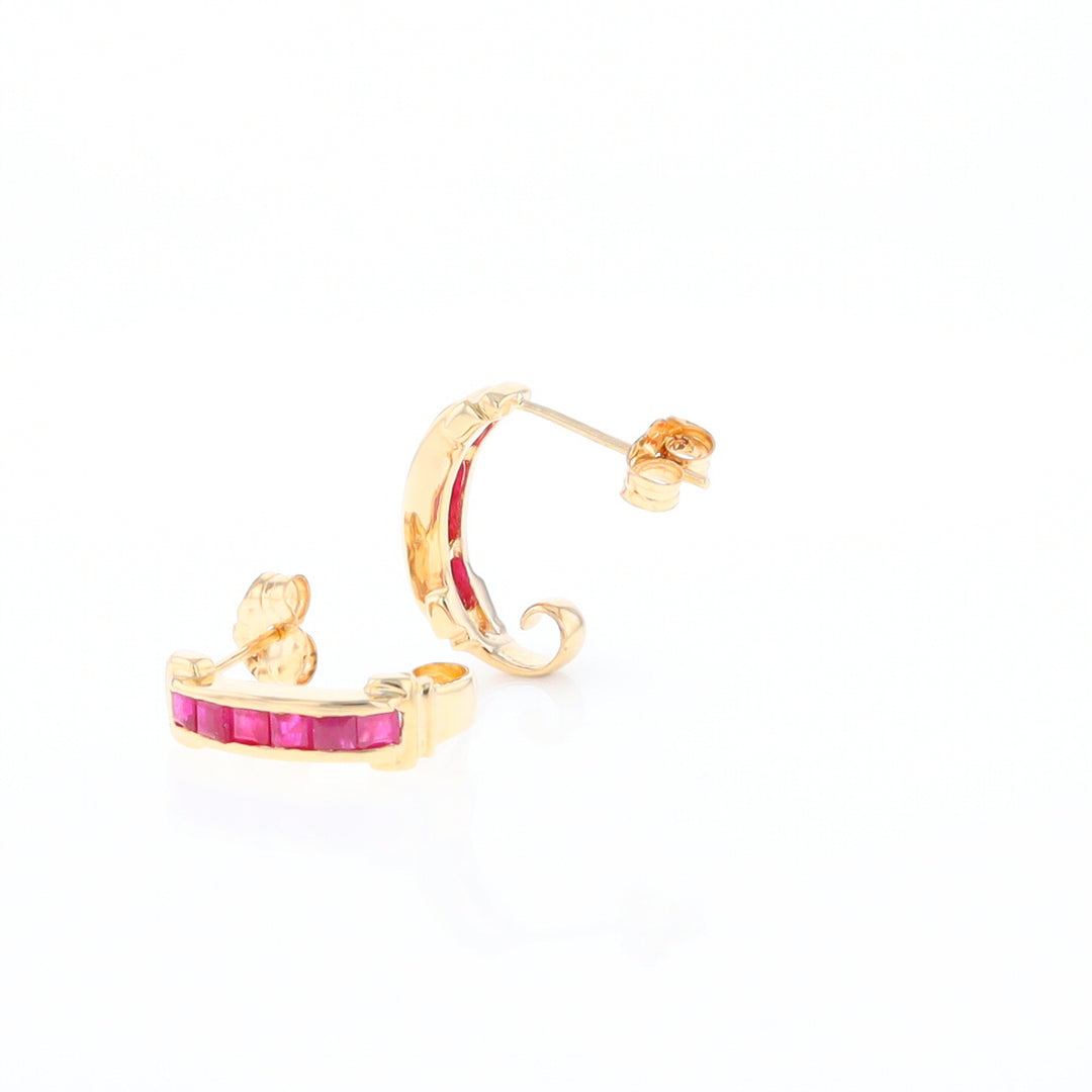 Channel Ruby Semi-Hoop Earrings