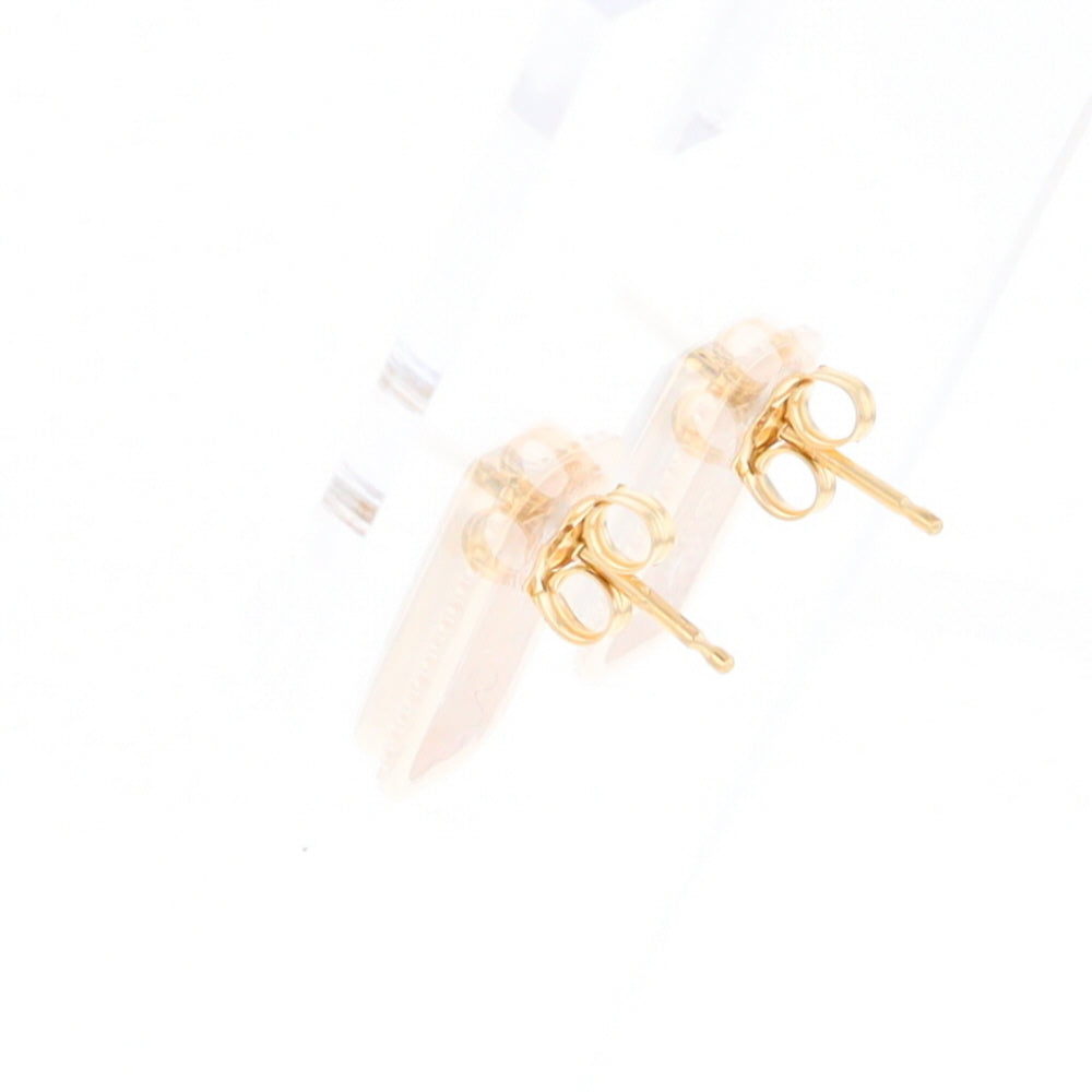 Gold Quartz Earrings Rectangle Inlaid Milgrain Design - G2