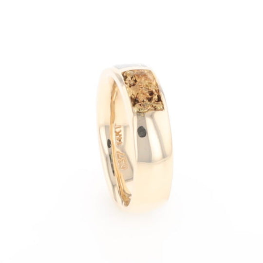 G1 Gold Quartz Ring Inlaid Center Natural Nugget Sides Band
