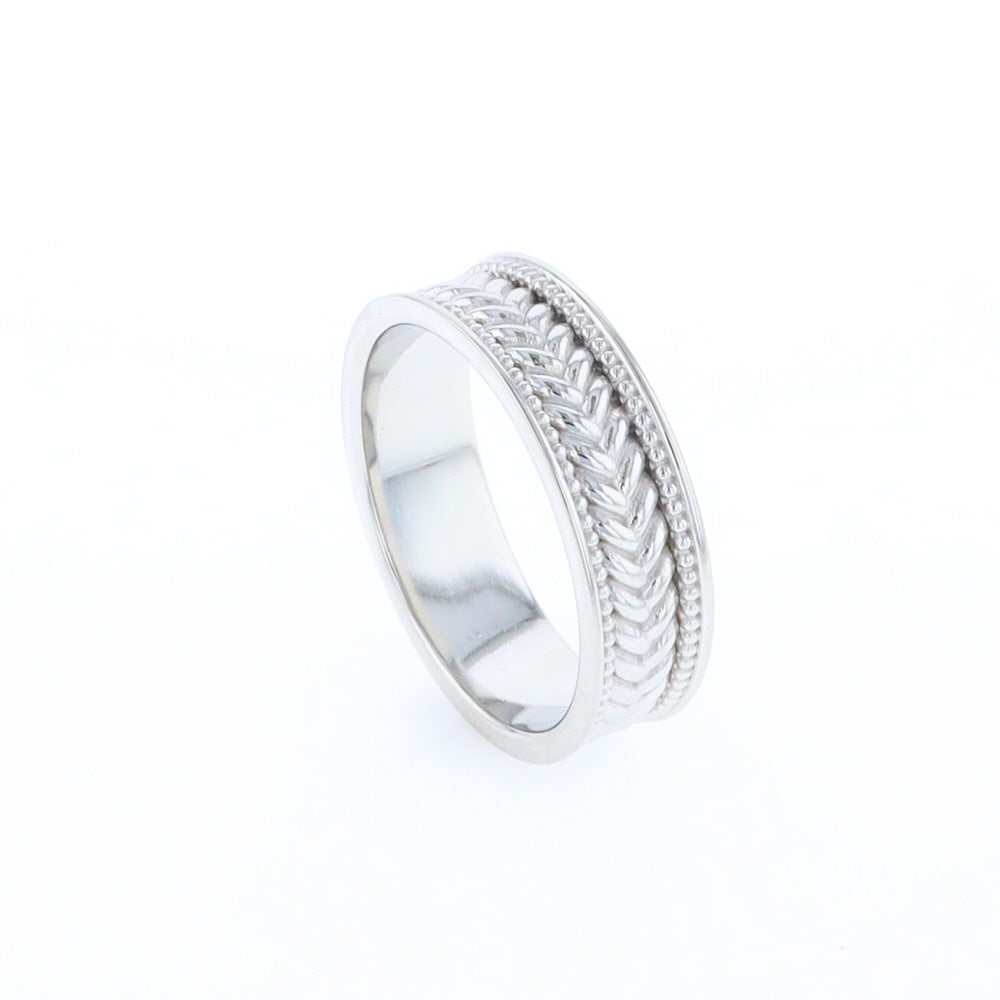 Braided White Gold Men's Ring