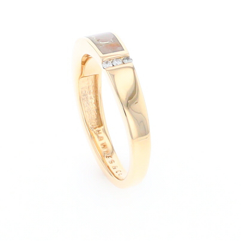 Gold Quartz Ring Double Inlaid Design with .03ctw Round Diamonds