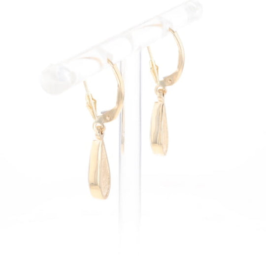 Gold Quartz Earrings Tear Drop Inlaid Lever Backs - G3