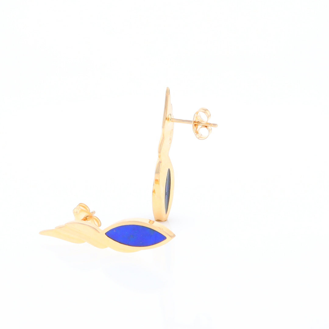 Marquise Lapis Swirl Design Inlaid Earrings