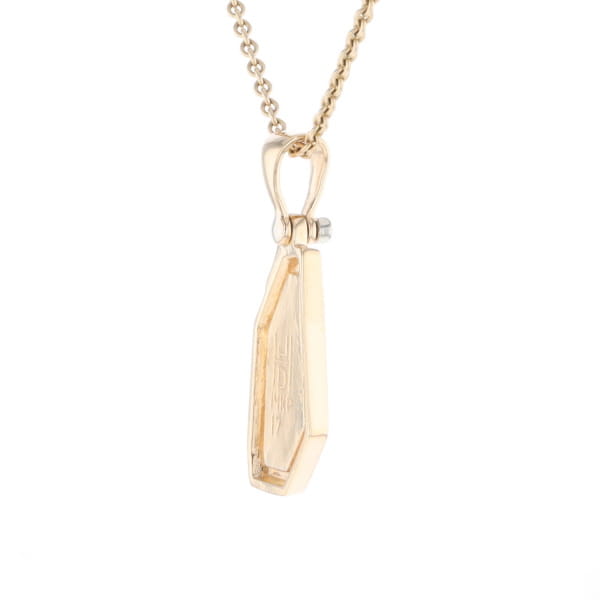 Gold Quartz Necklace .02ct Diamond Geometric Inlaid Design Pendant