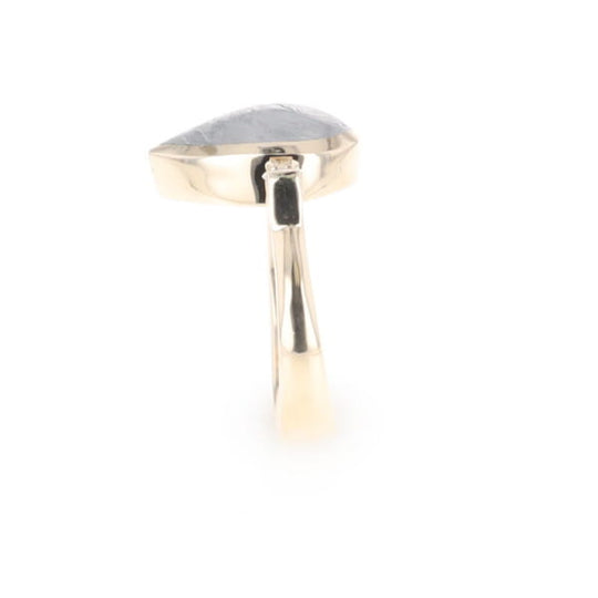 Meteorite Pear Shape Inlay Ring
