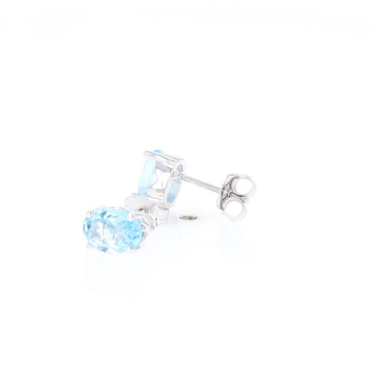 Oval Blue Topaz Stud Earrings