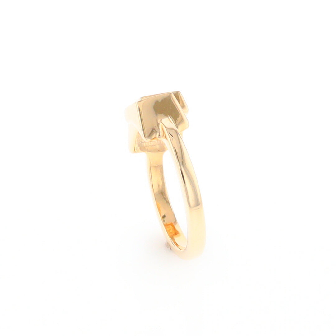 Gold Quartz Ring Wrap Double Square Inlaid Design