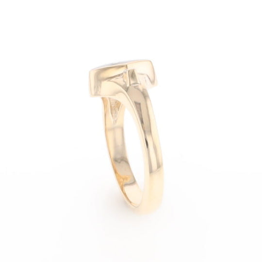 G2 Gold Quartz Ring Diamond Shape Inlaid with 0.05ctw Round Diamonds
