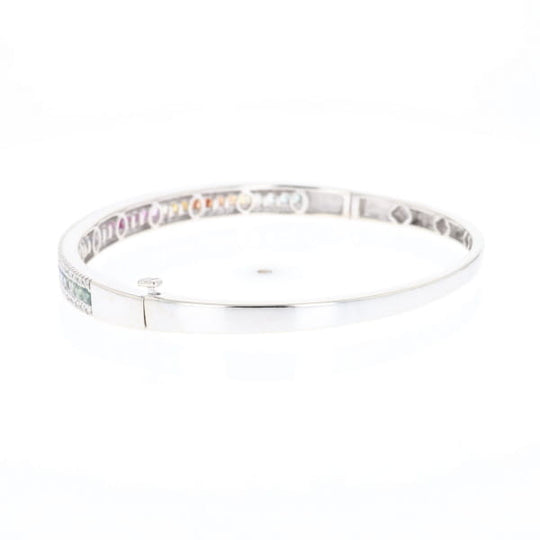 Multi-color Sapphire Cuff Bracelet with Diamond Accents