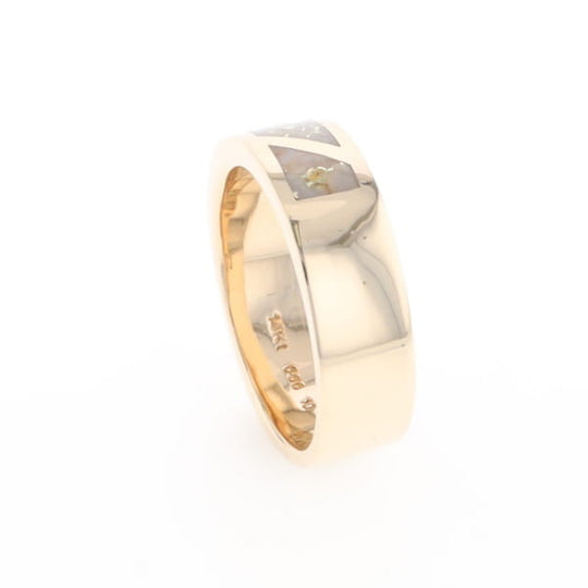 Gold Quartz Ring, 3 Section Inlaid Design