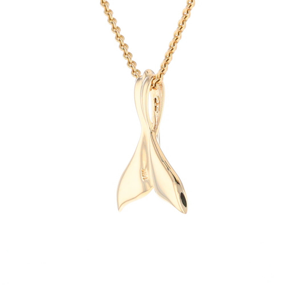 Whale Tail Necklaces Gold Quartz Double Sided Inlaid Sea Life Pendant