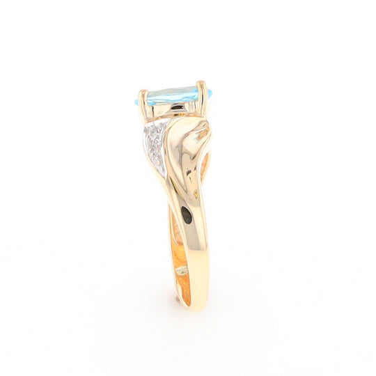 Blue Topaz Ring with Diamond Accents