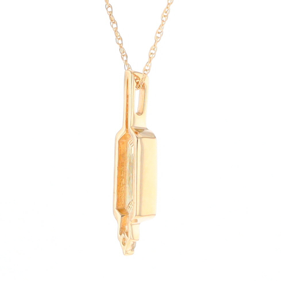 Gold Quartz Pendant with 0.04ctw Diamond Accent