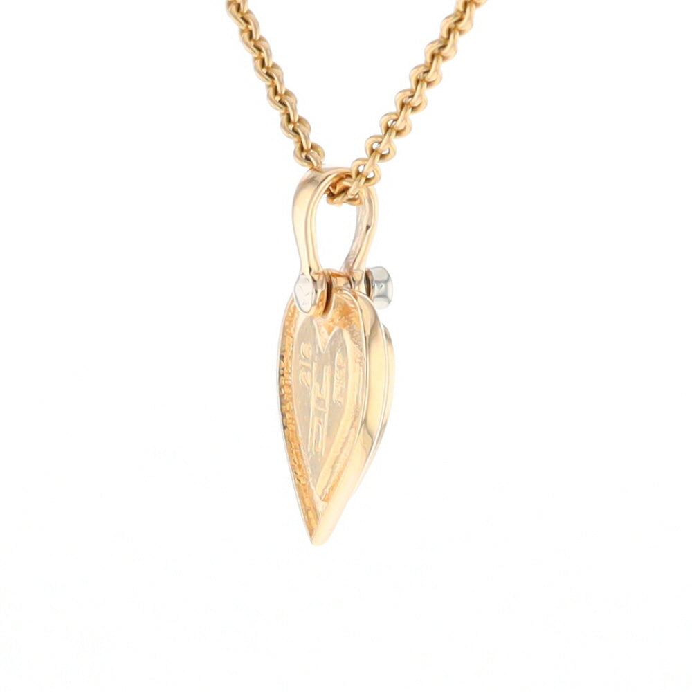 Gold Quartz Heart Shape Inlaid Pendant with .02ct Diamond