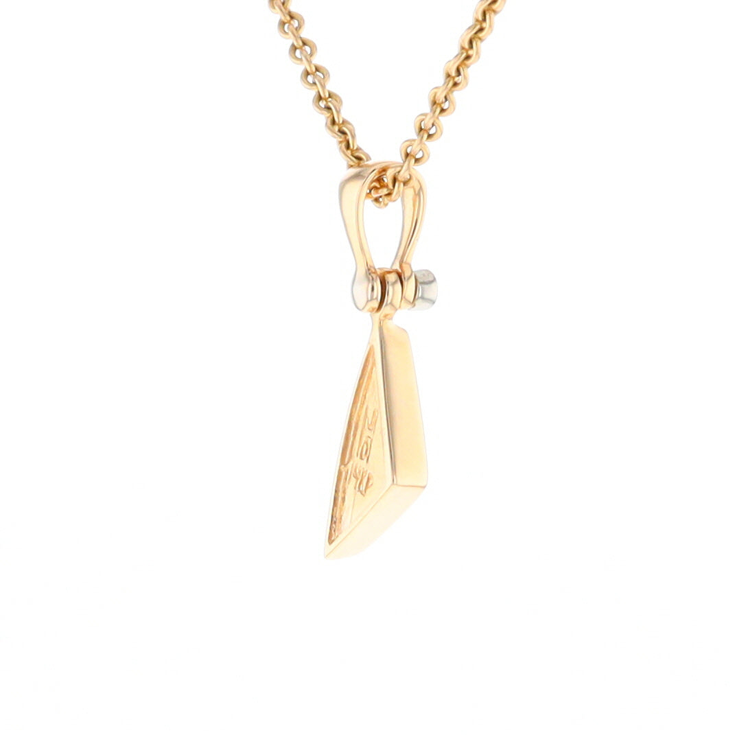 Gold Quartz Necklace Sail Inlaid Design Pendant with .02ct Diamond