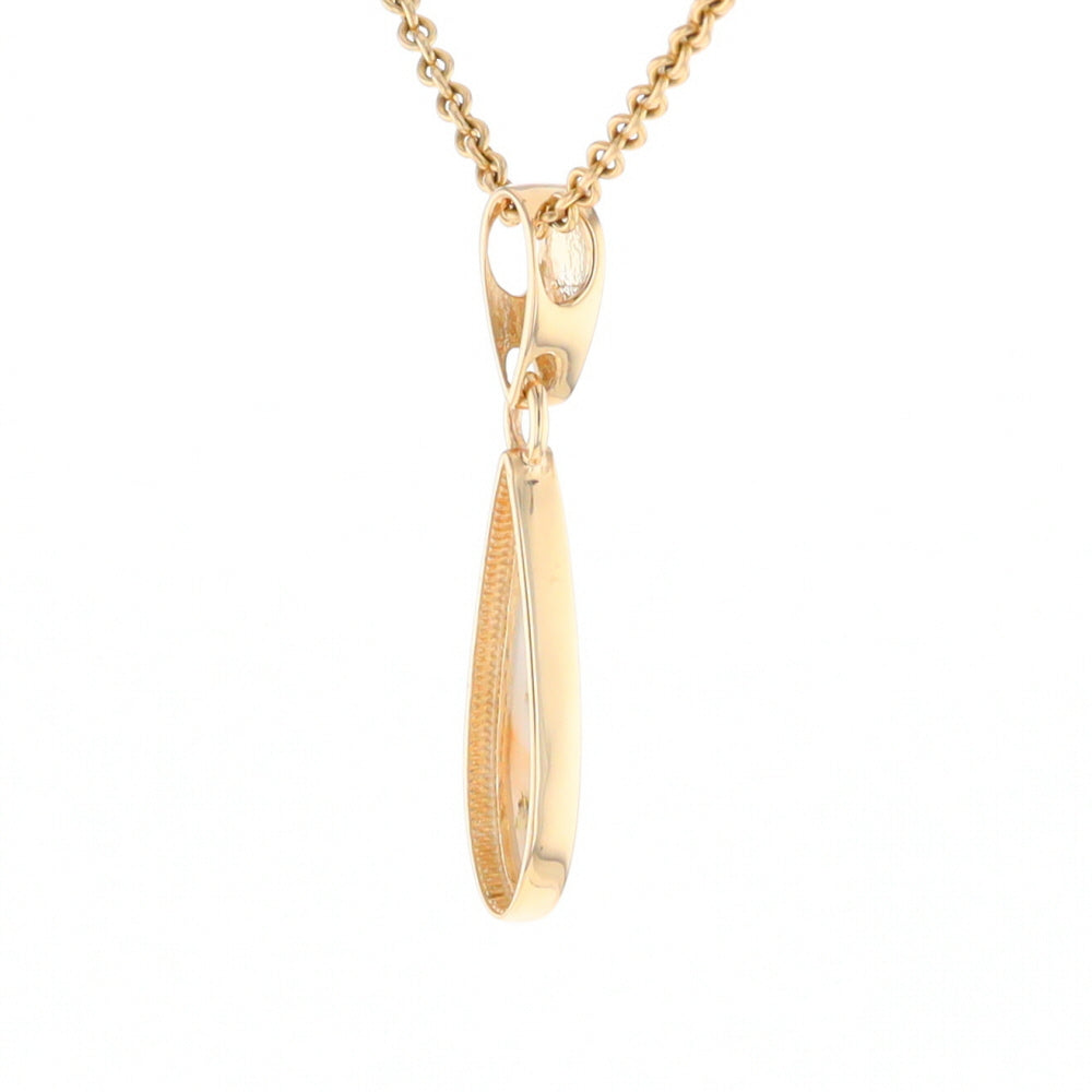 Gold Quartz Necklace Tear Drop Inlaid Pendant