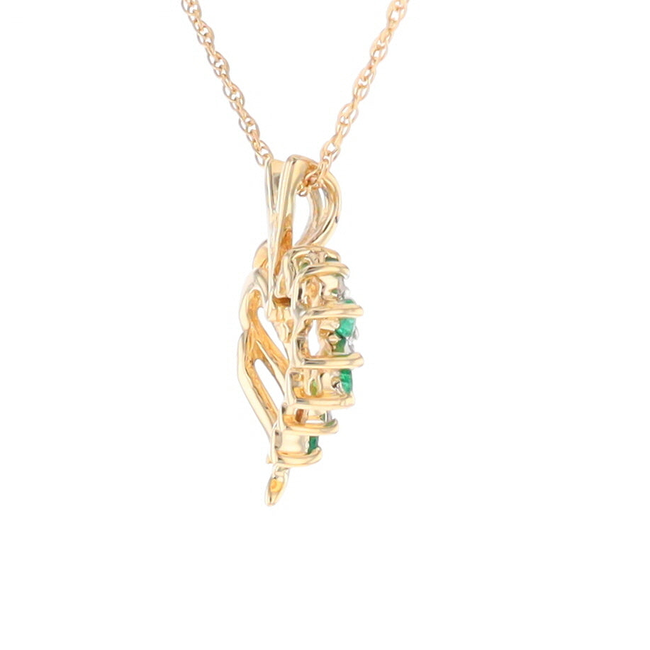 Open Heart Emerald and Diamond Pendant