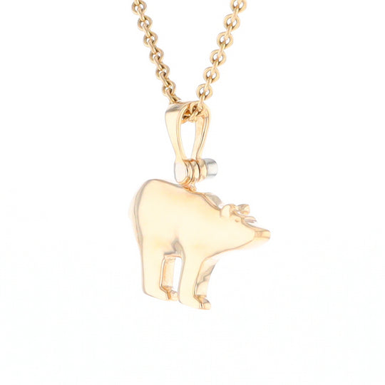 Gold Quartz Inlaid Polar Bear Pendant