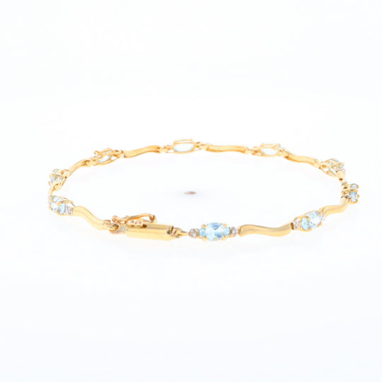 Aquamarine and Diamond Tennis Bracelet