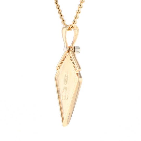 Gold Quartz Kite Shape Inlaid Pendant with 0.19ctw Diamonds (G1)