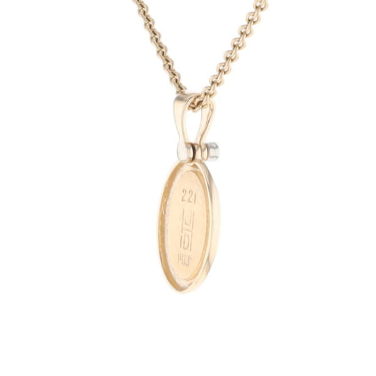 Gold Quartz Oval Inlaid Pendant with .02ct Diamond
