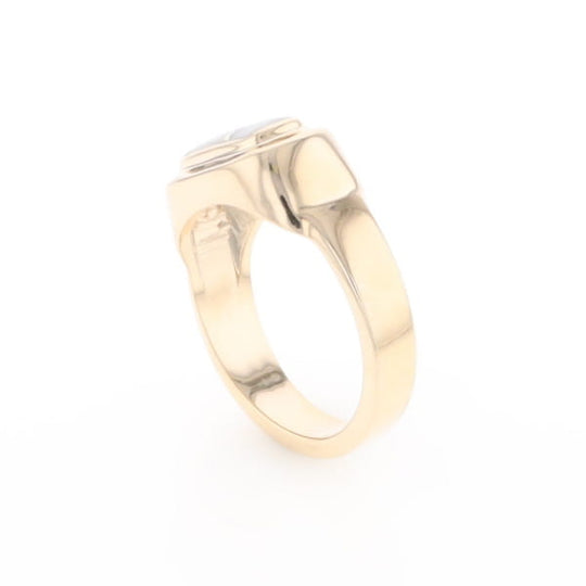 Gold Quartz Ring Oval Inlaid Design - G2
