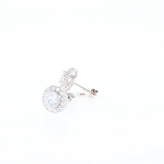 Cubic Zirconia Halo Stud Earrings