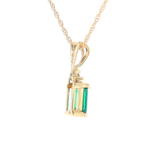 Synthetic Emerald Pendant with Diamond Accents