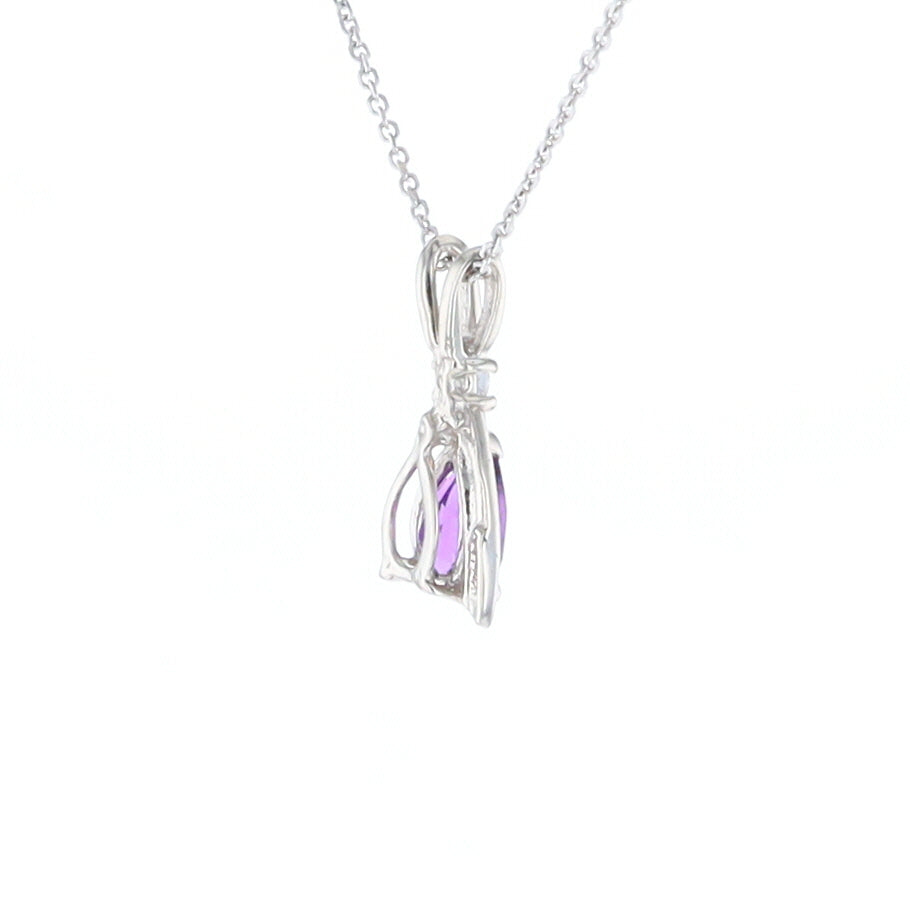 Amethyst Pear Ribbon Necklace