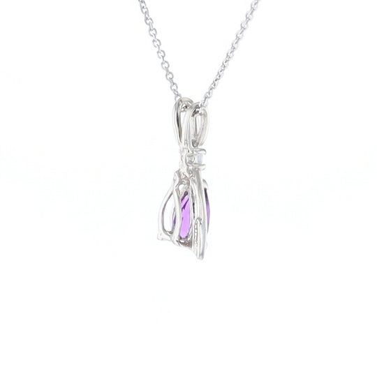 Amethyst Pear Ribbon Necklace