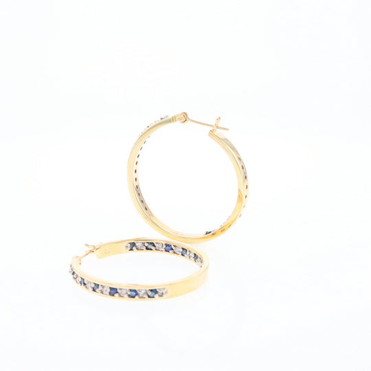 Sapphire & Diamond Hoop Earrings