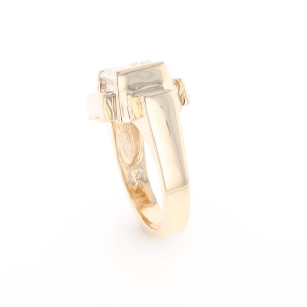 Princess Cut Diamond Gold Quartz 2-Square Inlaid Ring