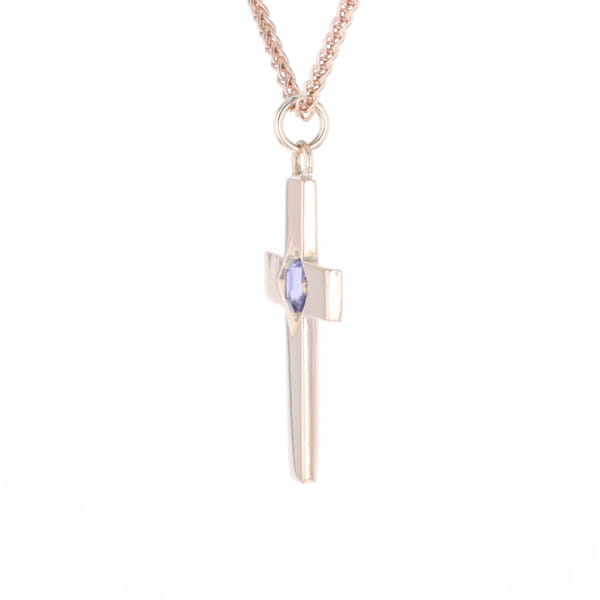 Cross Pendant with Purple Sapphire