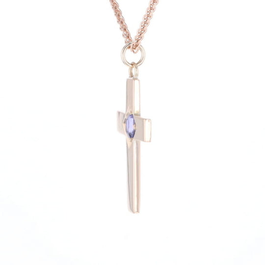 Cross Pendant with Purple Sapphire