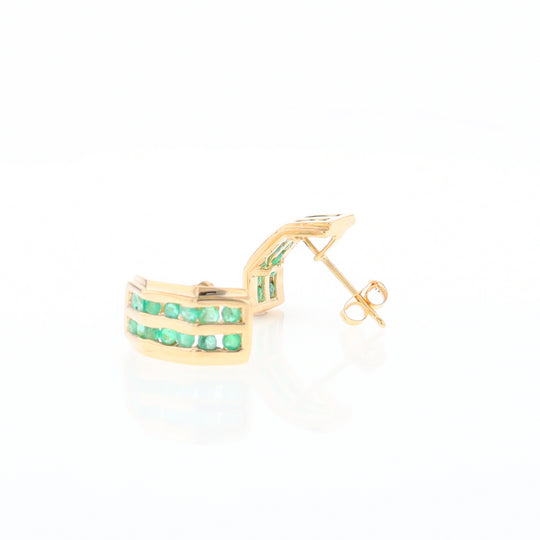 Semi-Hoop Channel Emerald Earrings